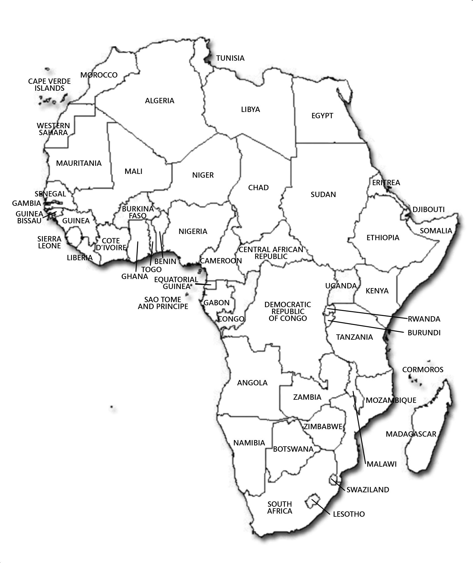 black and white map of africa Maps Of Africa And African Countries Political Maps black and white map of africa