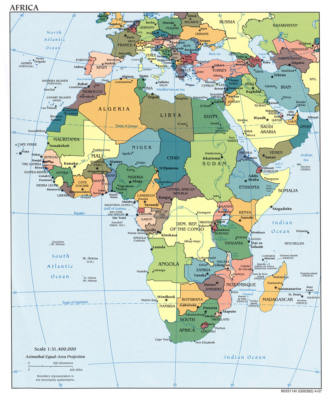 africa political map with capitals