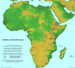 Large detailed Africa mountains map.