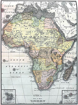 Large detailed old political map of Africa.