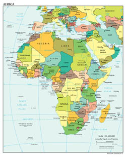 Large detailed political map of Africa with major cities and capitals - 2012.