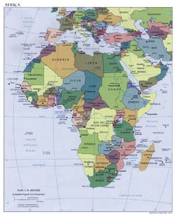 Large political map of Africa with capitals - 2001.