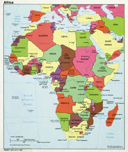 Large political map of Africa with major cities and capitals - 1983.