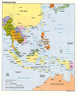 Southeast Asia political map - 1992.