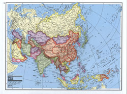 Detailed political map of Asia.