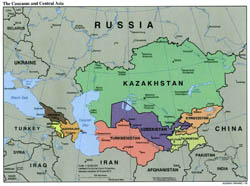 Detailed political map of the Caucasus and Central Asia - 2000.