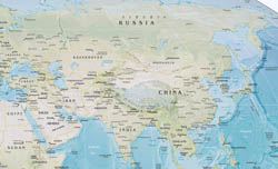 Large detailed political and relief map of Asia.