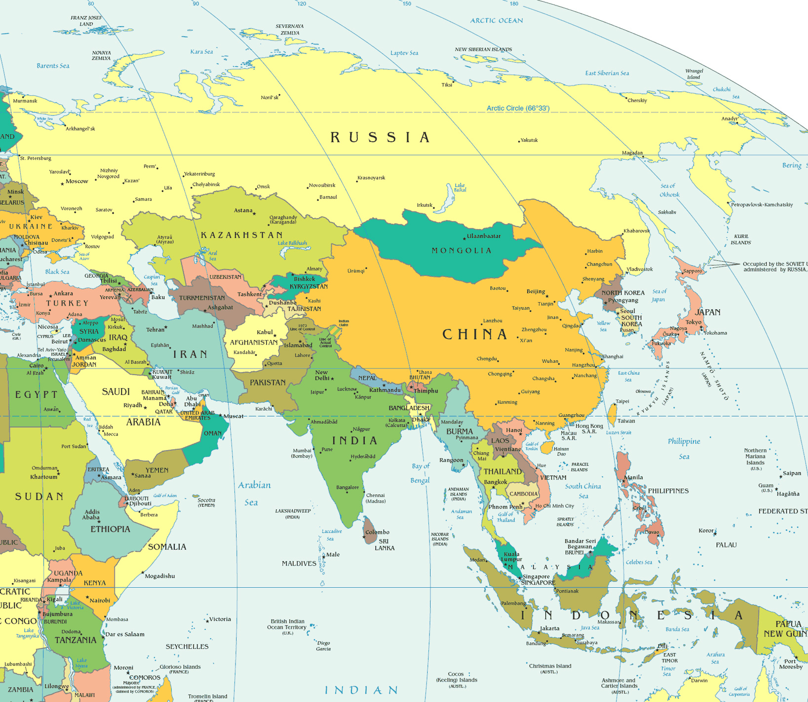 What Are The 48 Countries In Asia Map 