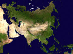 Large detailed satellite map of Asia.