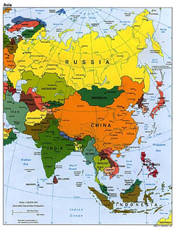 Large political map of Asia - 1997.