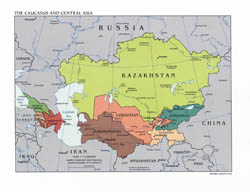 Large political map of the Caucasus and Central Asia - 2009.