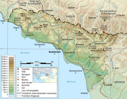 Physical map of Abkhazia.