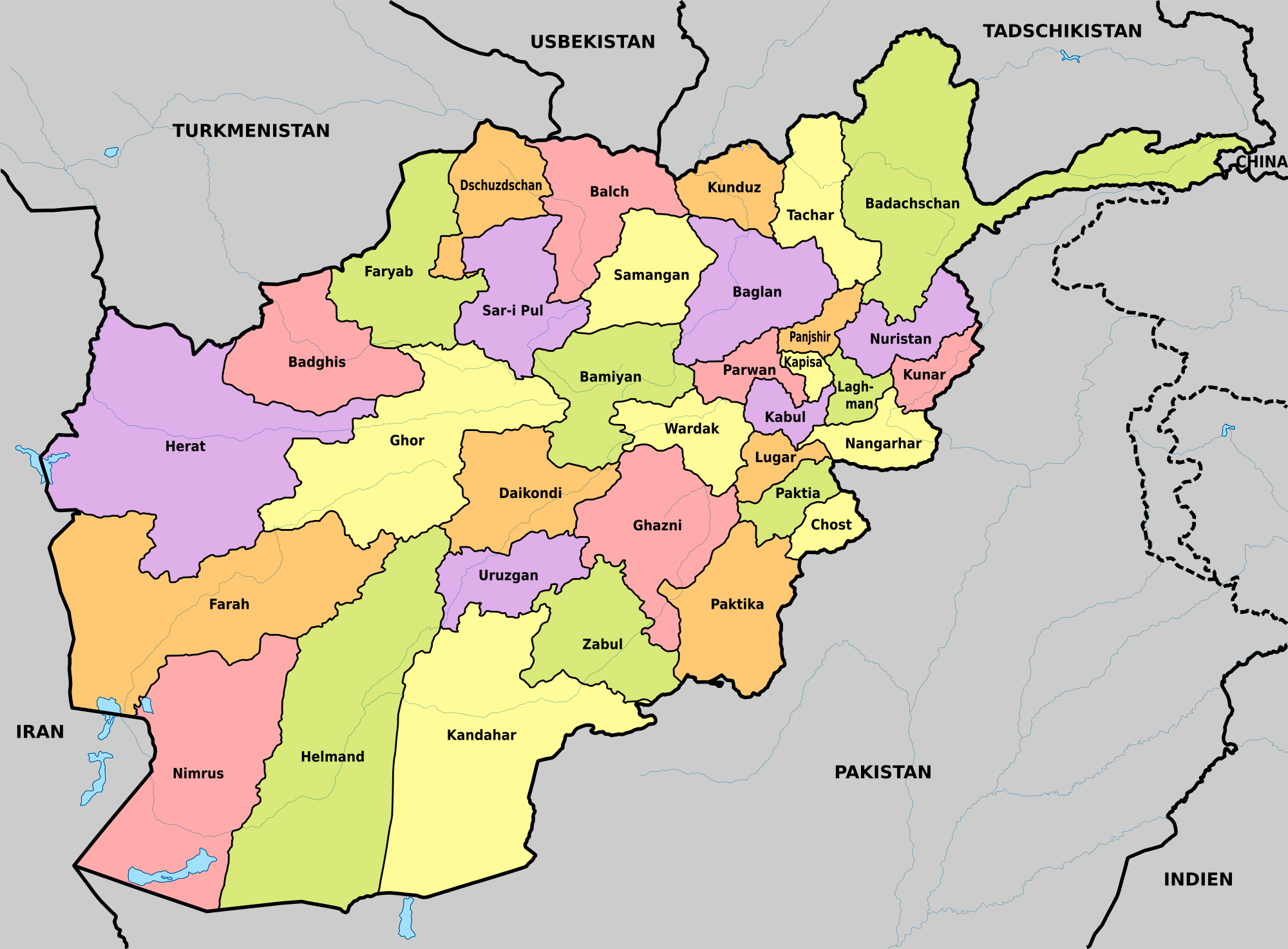maps of afghanistan