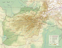 Large detailed physical map of Afghanistan.