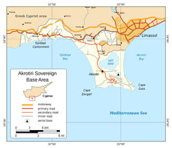 Detailed political map of Akrotiri.