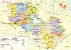 Administrative map of Armenia.