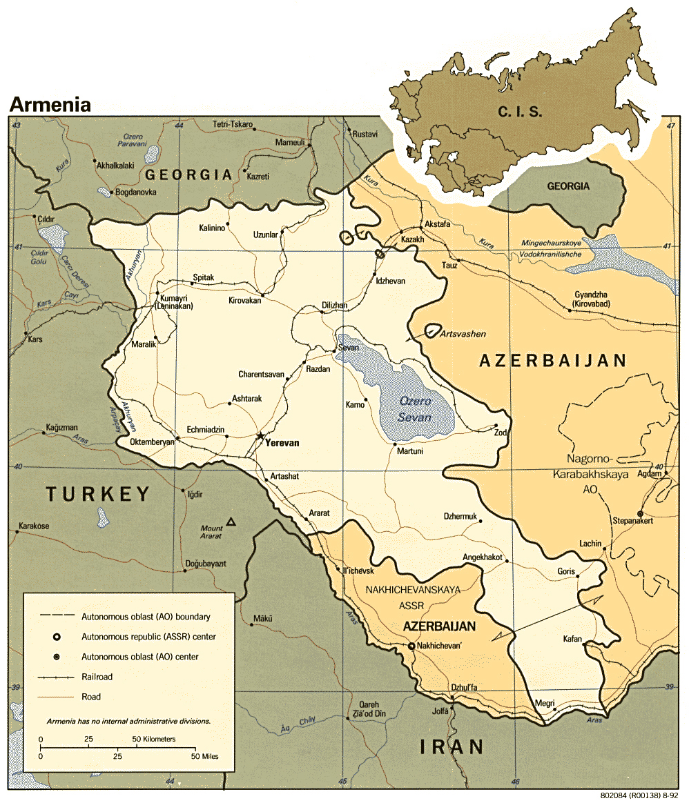 Large detailed political and administrative map of Armenia with roads and  cities - 2002, Armenia, Asia, Mapsland