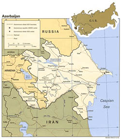 Detailed political map of Azerbaijan - 1992.
