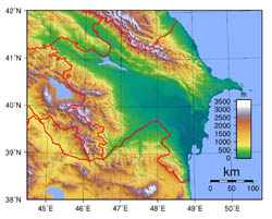 Physical map of Azerbaijan.