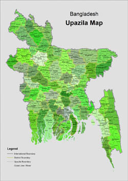 Administrative map of Bangladesh.