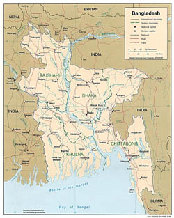 Detailed political map of Bangladesh - 1996.