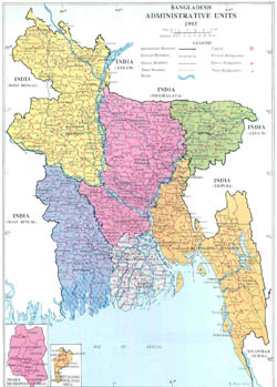 Large administrative map of Bangladesh.