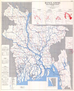 Large scale detailed transportation map of Bangladesh.