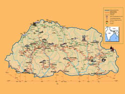 Detailed tourist map of Bhutan.