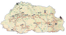 Large tourist map of Bhutan.