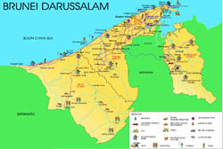 Detailed tourist map of Brunei.