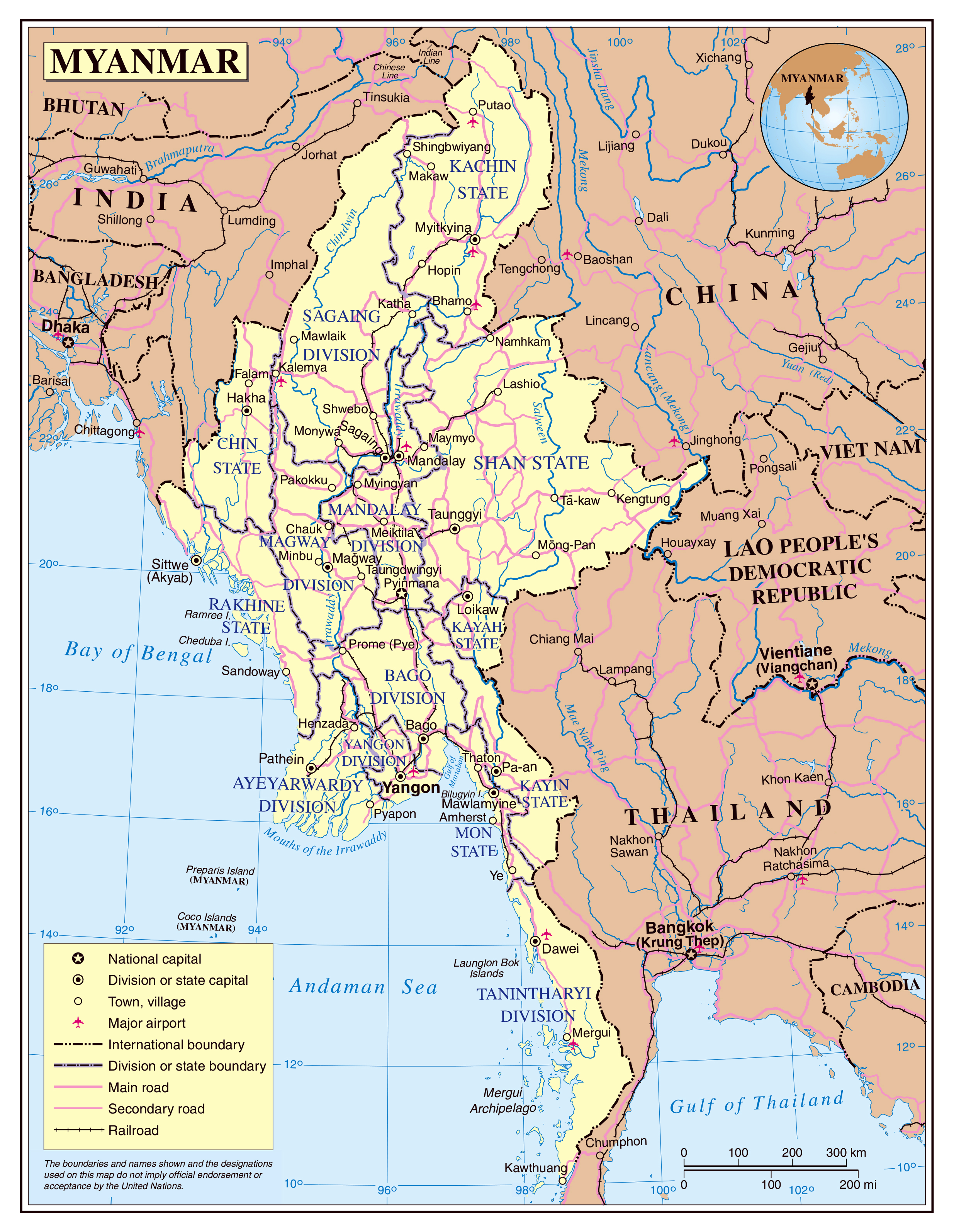 Maps of Myanmar (Burma) | Detailed map of Myanmar in English | Tourist