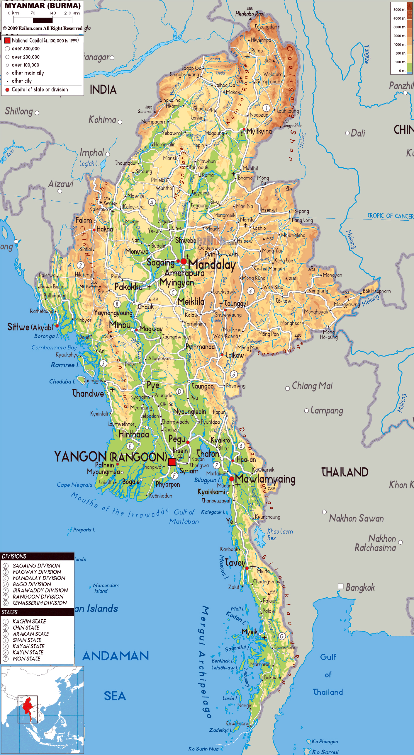 Myanmar Map With Cities