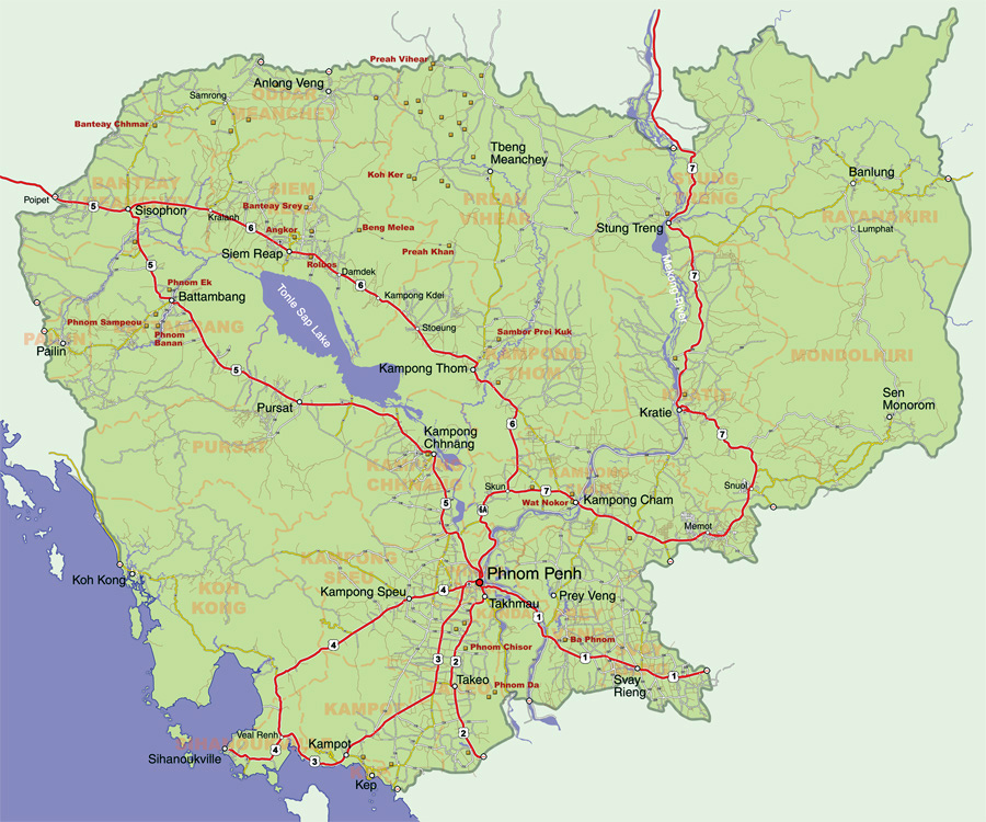 Maps of Cambodia Detailed map of Cambodia in English Tourist map of Cambodia Road map of
