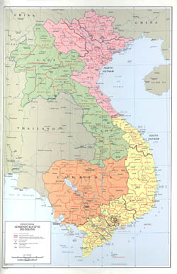 Large detailed political map of Indochina.