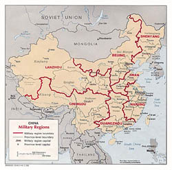 Detailed military regions map of China - 1986.