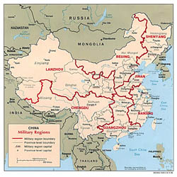Detailed military regions-map of China - 1996.