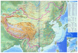 Large china topographical map in English.