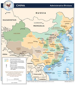 Large detailed administrative divisions map of China - 2011.