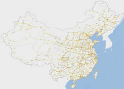Large detailed road map of China.