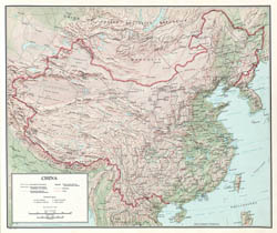 Large scale detailed political and administrative map of China with relief, all cities and roads - 1967.