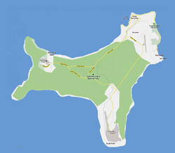Detailed road map of Christmas Island with cities.