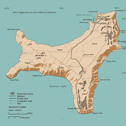 Large scale map of Christmas Island with roads and cities.