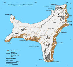 Large scale map of Christmas Island with roads.