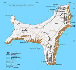 Large scale map of Christmas Island with roads.