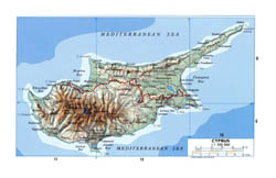 Large elevation map of Cyprus.