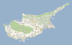 Large road map of Cyprus with cities.