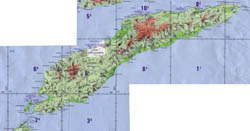 Large detailed topographical map of Indonesia and East Timor.