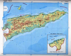 Large scale elevation map of East Timor.