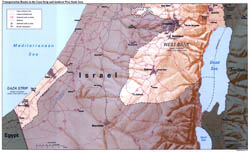 Large detailed transportation routes map of Gaza Strip and Southern West Bank Area with relief - 1994. Large detailed transportation routes map of Gaza Strip and Southern West Bank Area with relief - 1994.