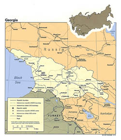 Detailed political map of Georgia with roads and major cities - 1991.